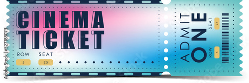 Cinema ticket design. Modern ticket card illustration template. Vector illustration.