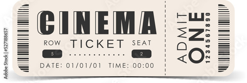 Cinema ticket template. Modern ticket card illustration template. Vector.