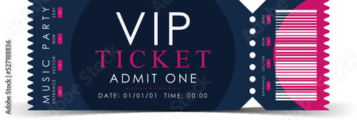 VIP Ticket design template. Vector illustration.