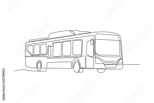 Single one line drawing bus. vehicle concept. Continuous line draw design graphic vector illustration.