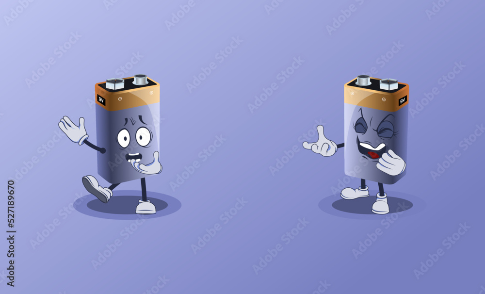 Battery vector characters with face expression.