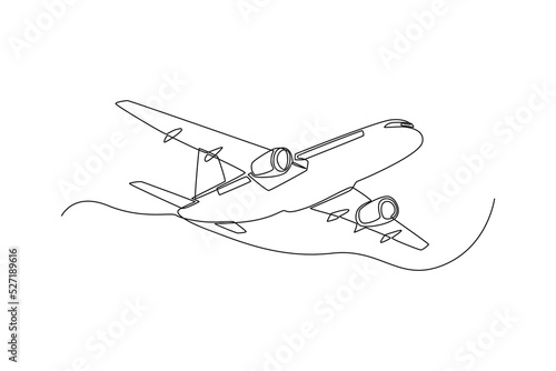 Single one line drawing airplane. vehicle concept. Continuous line draw design graphic vector illustration.