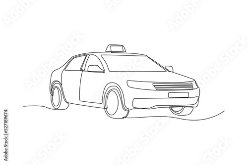 Single one line drawing taxi car. vehicle concept. Continuous line draw design graphic vector illustration.