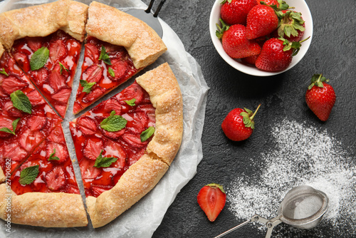 Sliced strawberry galette w...