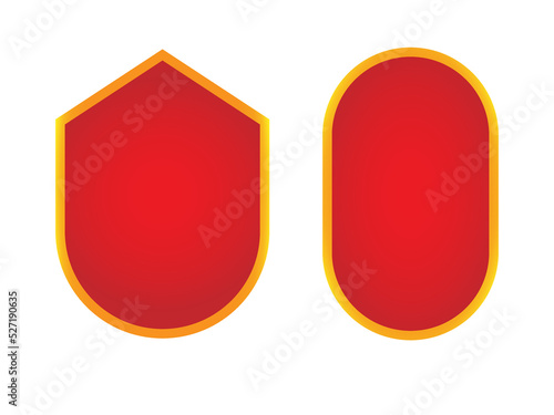 A red shield with a gold border. The concept of protection, security, safety. Vector illustration.