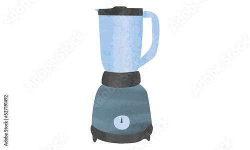 Simple electric blender clipart. Kitchen blender or mixer watercolor style vector illustration isolated on white background. Kitchen appliances clipart. Blender cartoon hand drawn style