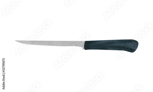 Fillet knife watercolor style. Fillet knife vector design illustration isolated on white background. Fillet knife clipart. Kitchen utensils and cooking tools clipart cartoon drawing. Knife hand drawn