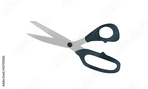 Simple kitchen scissors watercolor style vector illustration isolated on white background. Scissors clipart. Scissors hand drawn cartoon. Minimalist scissors icon drawing