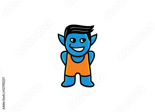 Blue Boy cartoon illustration vector template