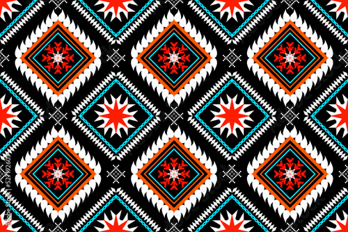 Geometric ethnic oriental traditional art pattern.Figure tribal embroidery style.Design for background,wallpaper,clothing,wrapping,fabric,element,vector illustration.