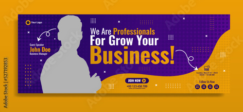 Business webinar horizontal banner template design. Very suitable for online class programs, marketing, etc.