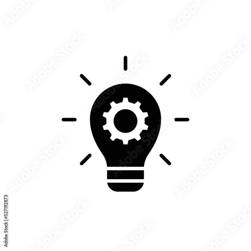 Innovation icon. Simple solid style. Light bulb and cog inside, gear, idea, solution concept. Glyph vector illustration isolated on white background. EPS 10.