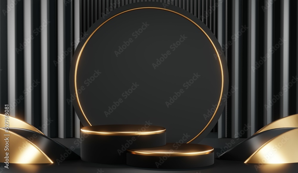 3D rendering of blank product background for cream cosmetics Modern black podium background 3D rendering of blank product background for cream cosmetics Modern black podium background