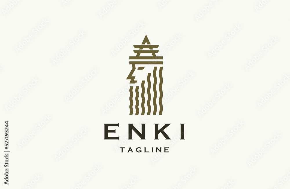 Enki sumerian god of water logo icon design template flat vector illustration Enki sumerian god of water logo icon design template flat vector illustration