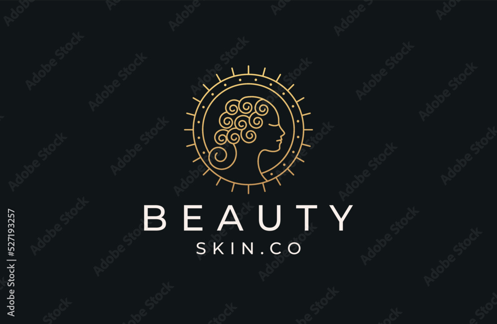 Woman beauty with line style logo icon design template flat vector illustration Woman beauty with line style logo icon design template flat vector illustration