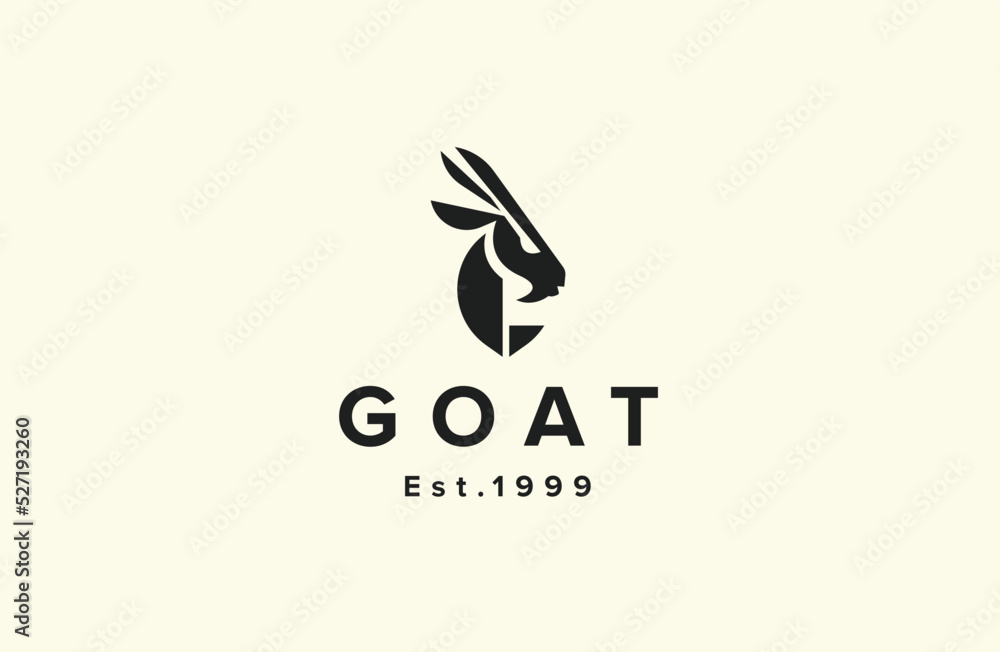 Goat head logo icon design template flat vector illustration Goat head logo icon design template flat vector illustration