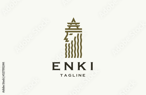 Enki sumerian god of water logo icon design template flat vector illustration photo