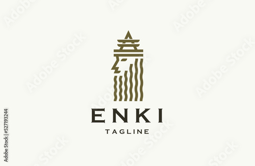 Enki sumerian god of water logo icon design template flat vector illustration