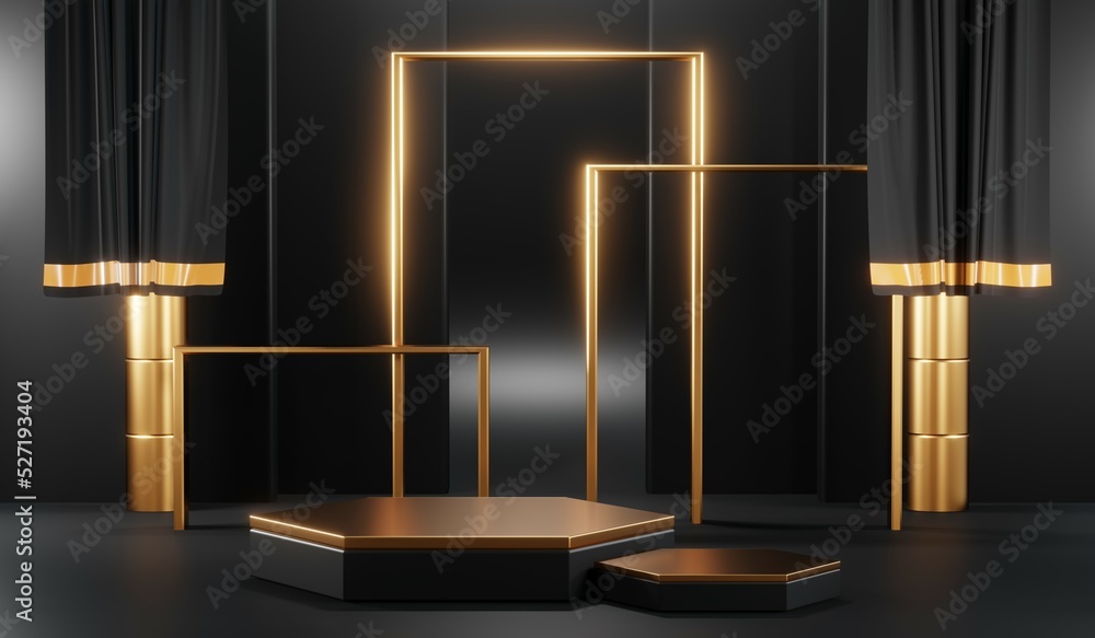 3D rendering of blank product background for cream cosmetics Modern black podium background 3D rendering of blank product background for cream cosmetics Modern black podium background