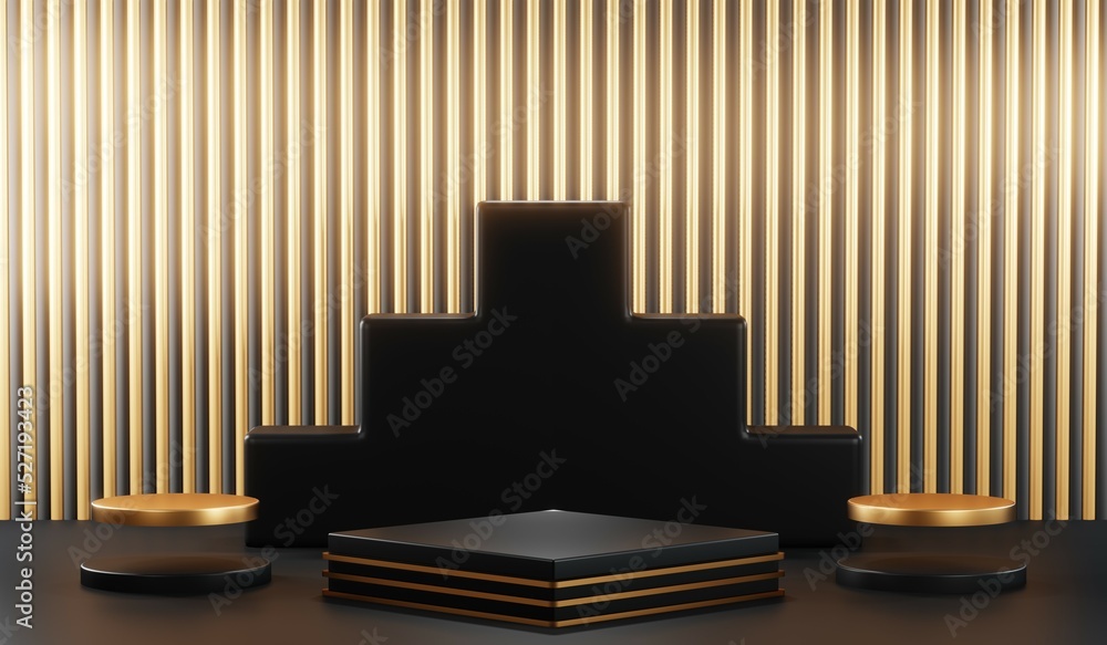 3D rendering of blank product background for cream cosmetics Modern black podium background 3D rendering of blank product background for cream cosmetics Modern black podium background