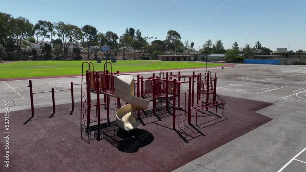 Outdoor Playground Leisure Facilities Park for Kids in Myron B. Green Elementary School Yard, San Carlos Community San Diego California, Surrounded by Games and Sports Ground, Aerial Orbital Outdoor Playground Leisure Facilities Park for Kids in Myron B. Green Elementary School Yard, San Carlos Community San Diego California, Surrounded by Games and Sports Ground, Aerial Orbital