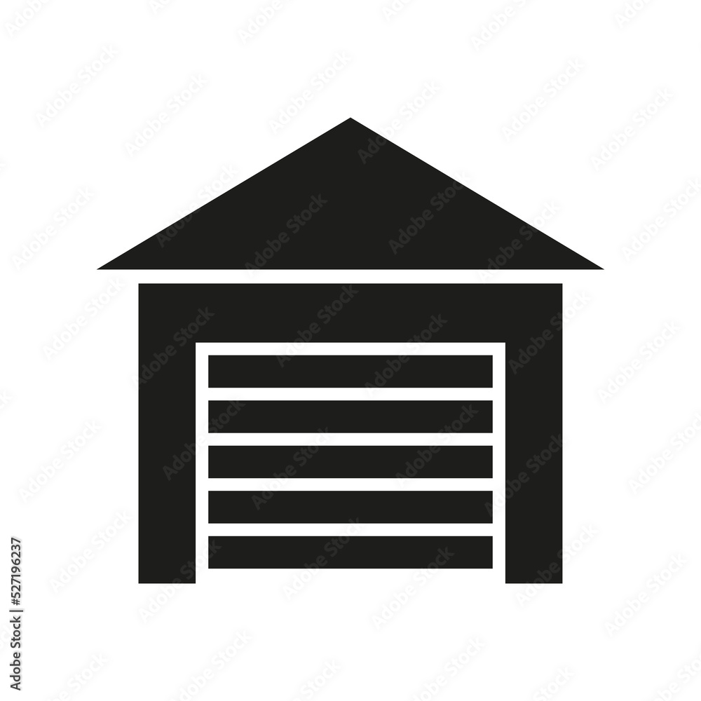 Garage black vector icon on white background Garage black vector icon on white background
