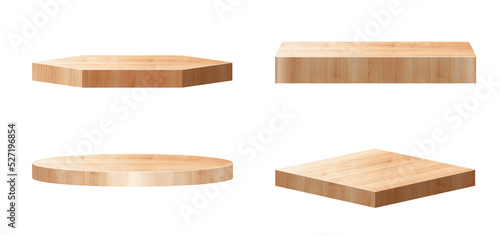 wood pedestals podium, Abstract geometric empty stages wooden exhibit displays award ceremony product presentation