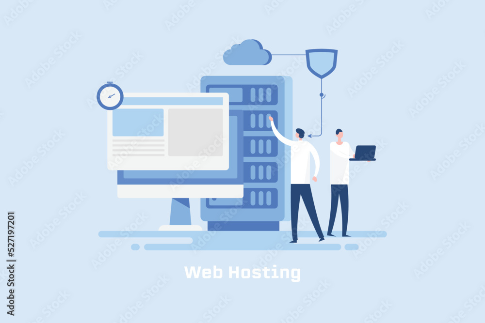 Web hosting concept. It professional people managing cloud web server, communication technology. Web hosting concept. It professional people managing cloud web server, communication technology.