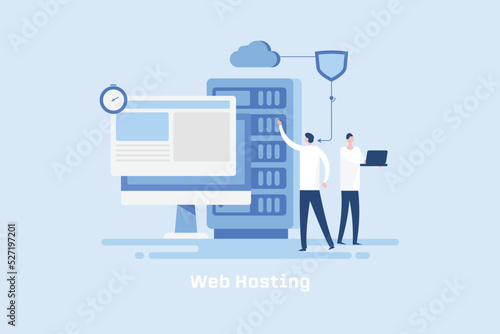 Web hosting concept. It professional people managing cloud web server, communication technology.