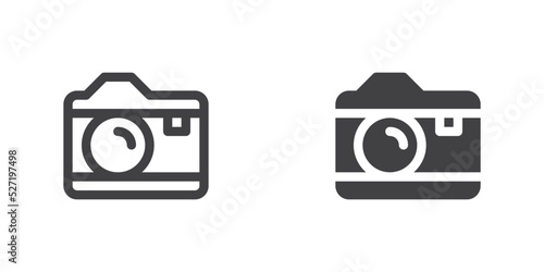 Photo camera icon, line and glyph version
