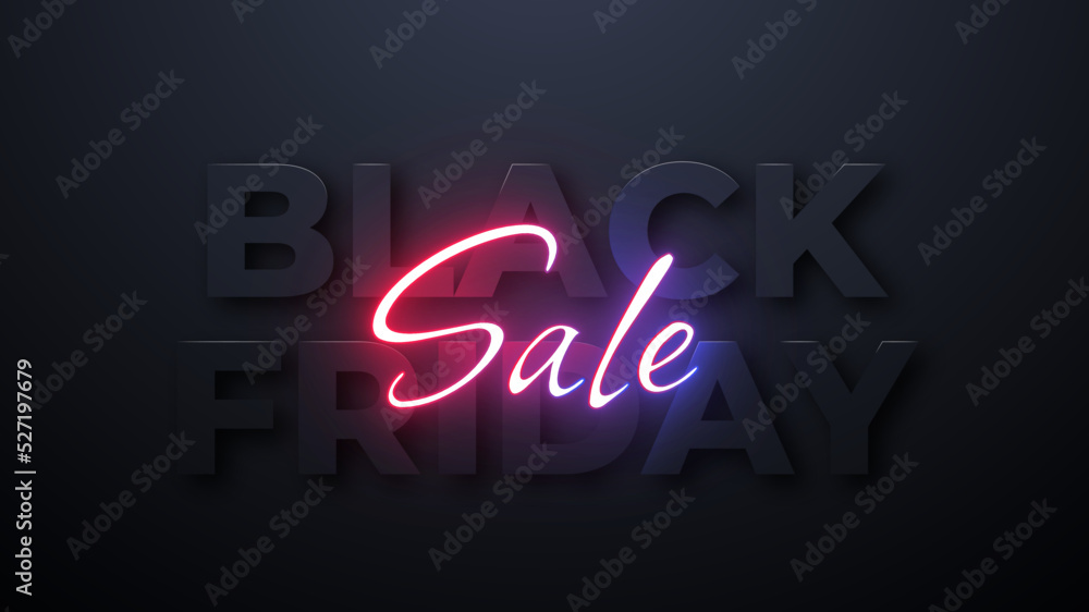 Obraz premium Black friday Sale banner for social media stories sale, web page, mobile phone. template design special offer, text from an electric lamp on the wall