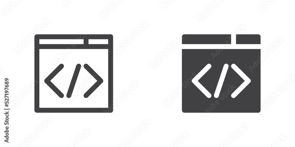 Web coding icon, line and glyph version Web coding icon, line and glyph version