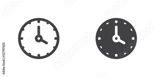 Clock icon, line and glyph version