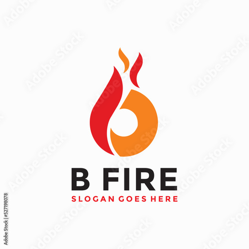B Fire letter logo vector image