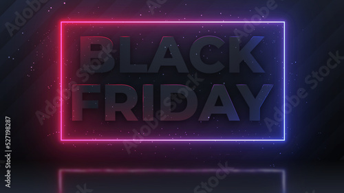 Black friday Sale banner for social media stories sale, web page, mobile phone. template design special offer, text from an electric lamp on the wall