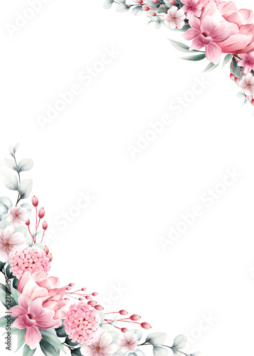 pink flower frame watercolor