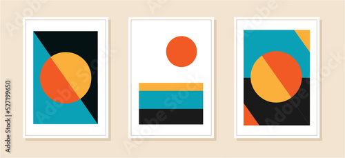 Set of minimalist geometric art posters. Contemporary design posters template with primitive shapes elements. Modern contemporary creative trendy abstract templates vector illustration. © lunarts_studio