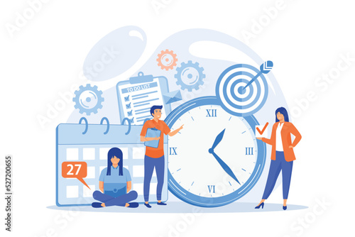 Work schedule, timetable managing. Workflow organization. Effective work scheduling. Time management, effective time spending, time planning concept. flat vector modern illustration