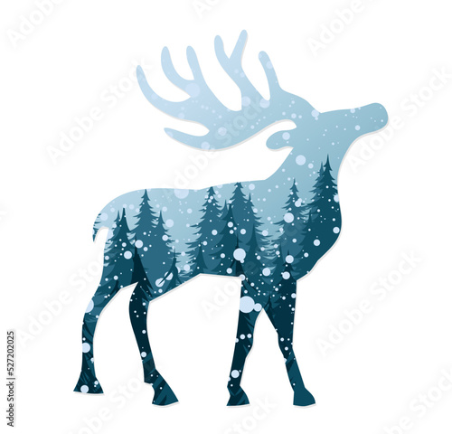 The coniferous forest symbol with moose.