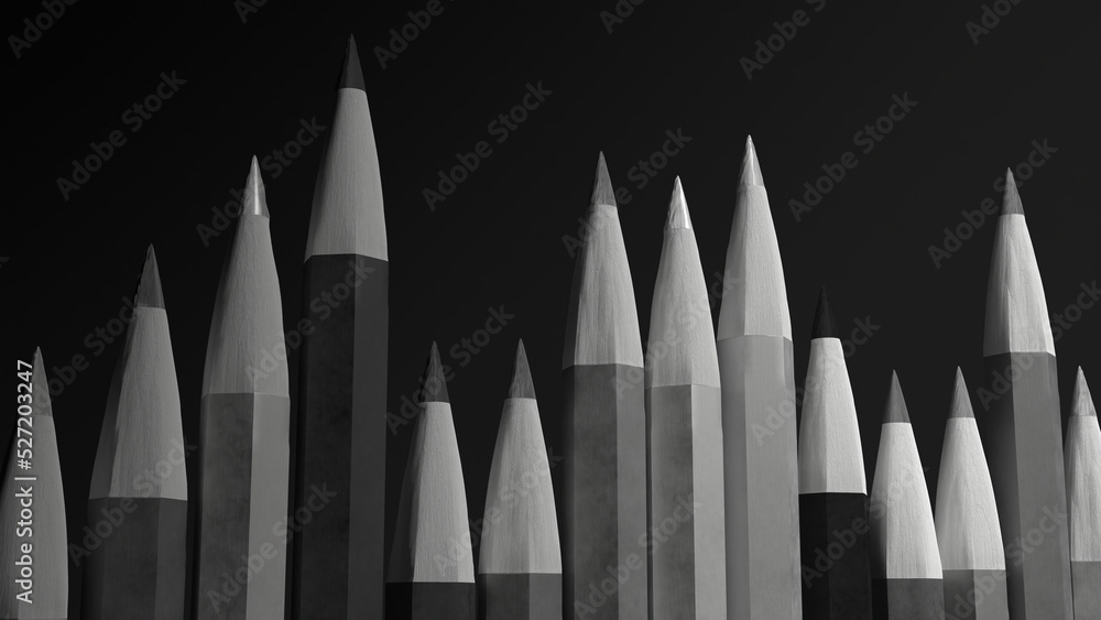 rendered simple-3D scene of collection of mixed-shades pencils rendered simple-3D scene of collection of mixed-shades pencils