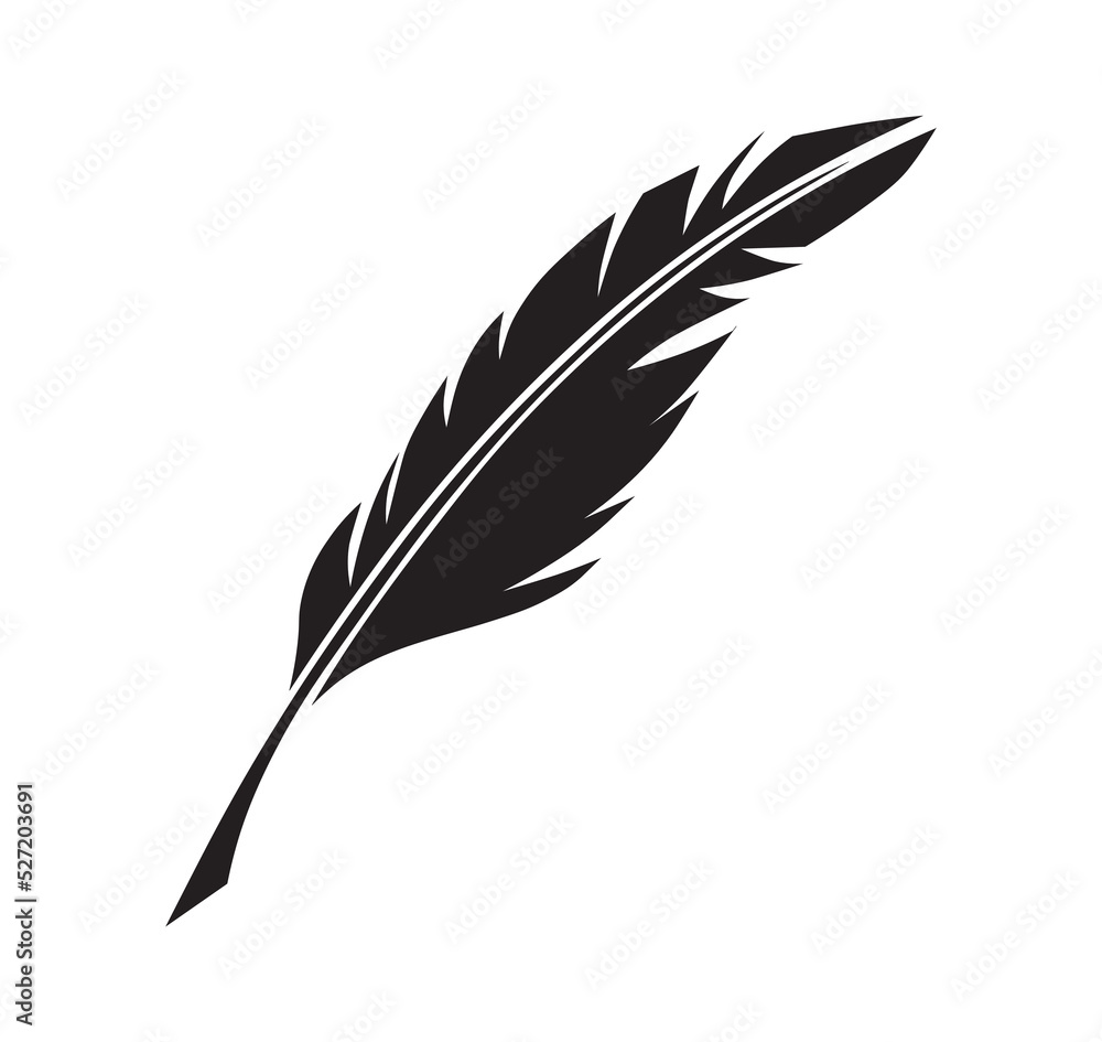 Writing feather icon. Writing feather icon.