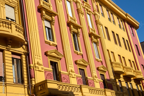 Photos detail of facade of classical architectural detail building in Formia