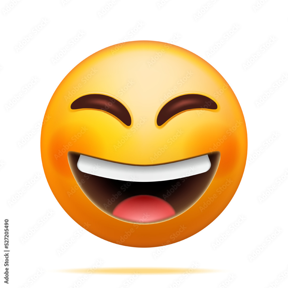 3D Yellow Laugh Emoticon Isolated. Render Laughing Smiling Emoji. Happy Lots of Laugh Face LOL. Communication, Web, Social Network Media, App Button. Realistic Vector Illustration 3D Yellow Laugh Emoticon Isolated. Render Laughing Smiling Emoji. Happy Lots of Laugh Face LOL. Communication, Web, Social Network Media, App Button. Realistic Vector Illustration