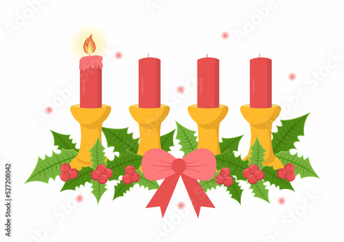 First Sunday of Advent or the Beginning of a New Church Year Which Takes Place on November 27 in Template Hand Drawn Cartoon Flat Illustration