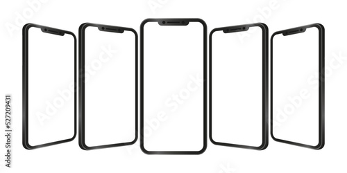 Smartphone vector, smartphone display with five angle, phone display mock up vector