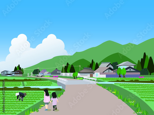 田舎の農村風景