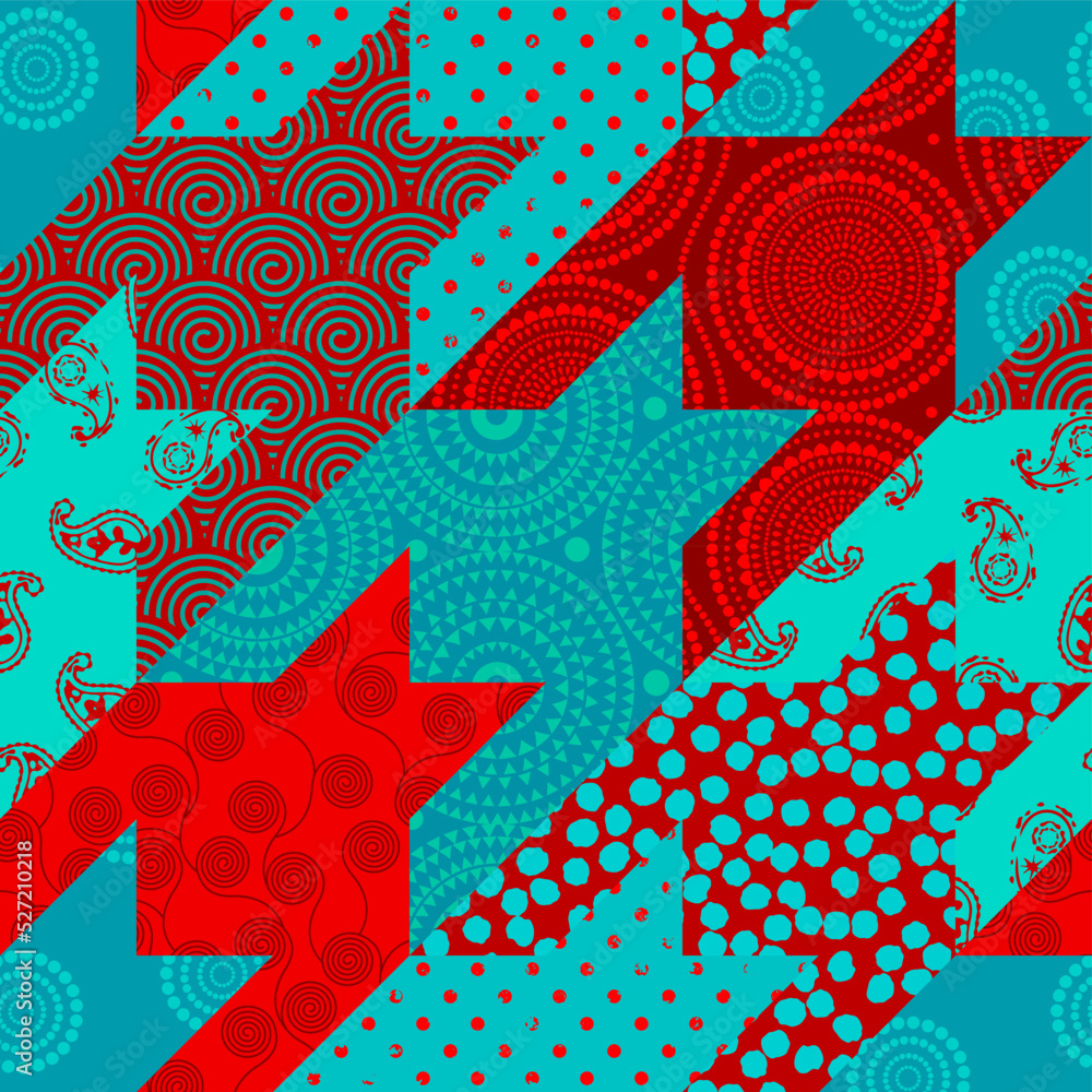 Patchwork textile pattern. Seamless quilting design background.