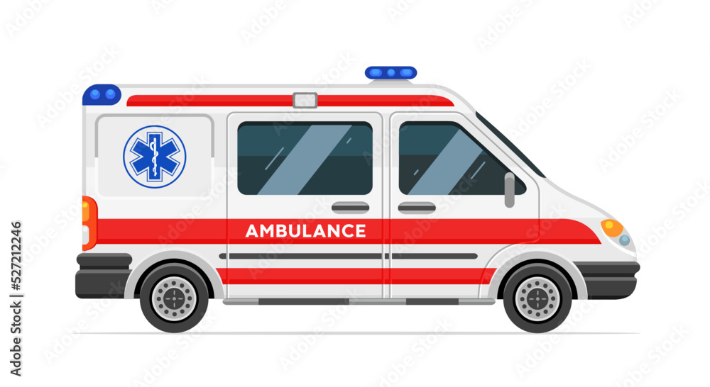 Ambulance on a white background. Medical vehicle. Vector illustration Ambulance on a white background. Medical vehicle. Vector illustration