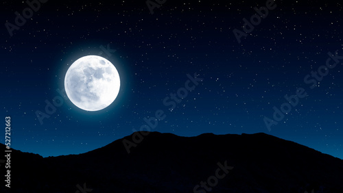 Starry sky at mountain with moon.