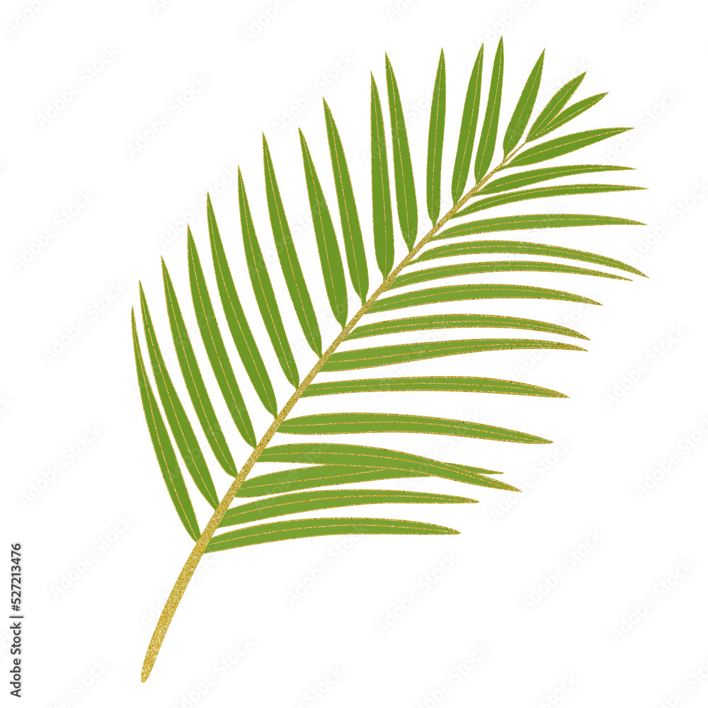 Green leaves with golden line border. Green leaves with golden line border.